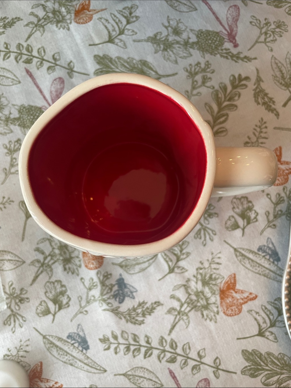 Rae Dunn White Mug with Red Interior and Red Lettering - Picture 4 of 4